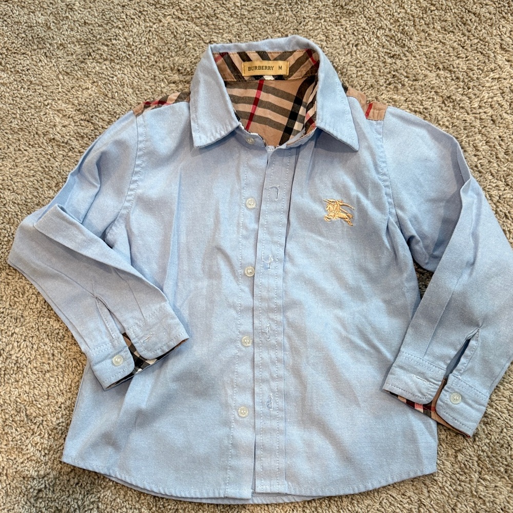 Burberry Light Blue Kids Button Down Shirt